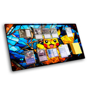 Mtg Playmat With Stained Glass Art Of  Pikachu! Perfect For Trading Card Games Like Pokemon or Magic  (MTG)